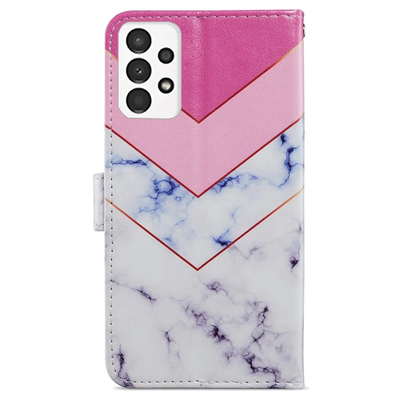 For Samsung Galaxy A13 4G Pattern Printing PU Leather Wallet Horizontal Stand Folio Cover with Wrist Strap - Smoke Marble