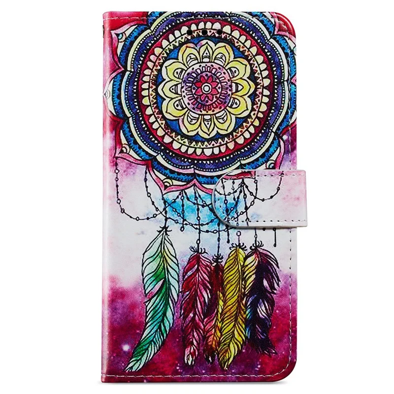 For Samsung Galaxy A13 4G Pattern Printing PU Leather Wallet Horizontal Stand Folio Cover with Wrist Strap - Dream Catcher