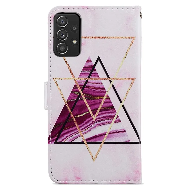 Для Samsung Galaxy A33 5G Абсорбирующая удар узор печати PU кожаный кошелек подставка складывающийся чехол с ремешком на запястье - Трёхцветный мрамор