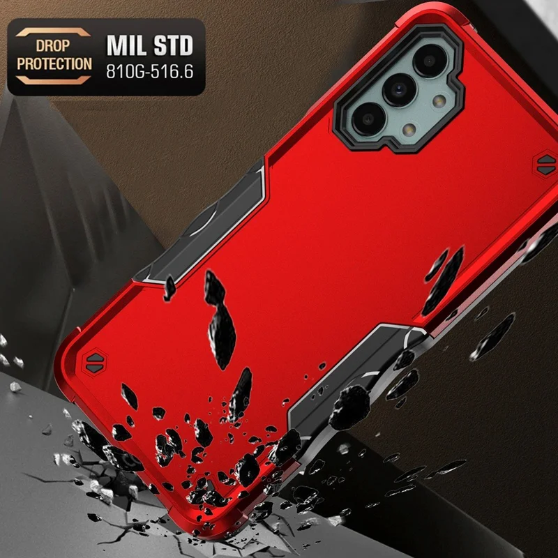For Samsung Galaxy A13 5G Anti-fall Protection Cell Phone Case 2-in-1 Hybrid Hard PC Soft TPU Cover - Red