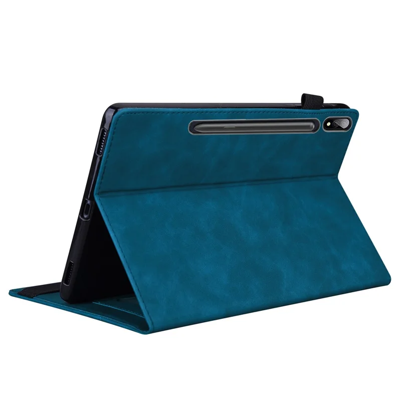 Capa de Tablet em Pele Sintética para Samsung Galaxy Tab S10 Ultra / S9 Ultra / S8 Ultra, com Suporte Dobrável, Carteira, Capa à Prova de Choques com Suporte para Lápis - Azul