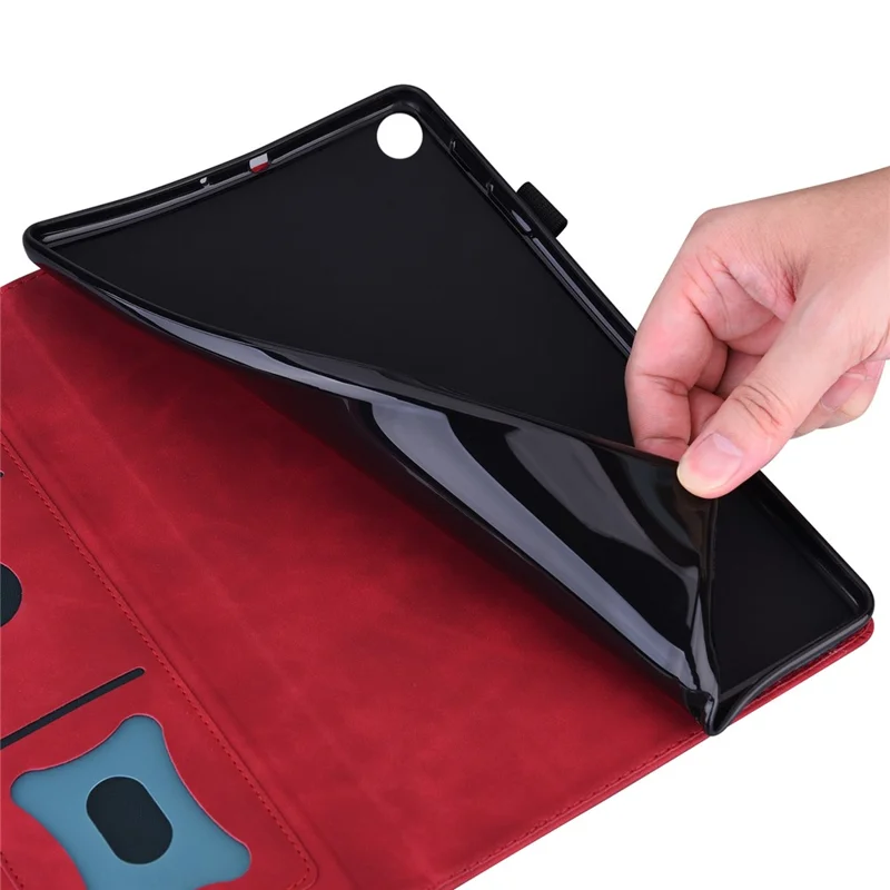 For Samsung Galaxy Tab S10 Ultra / S9 Ultra / S8 Ultra PU Leather Tablet Case Foldable Stand Wallet Shockproof Shell with Pencil Holder - Red