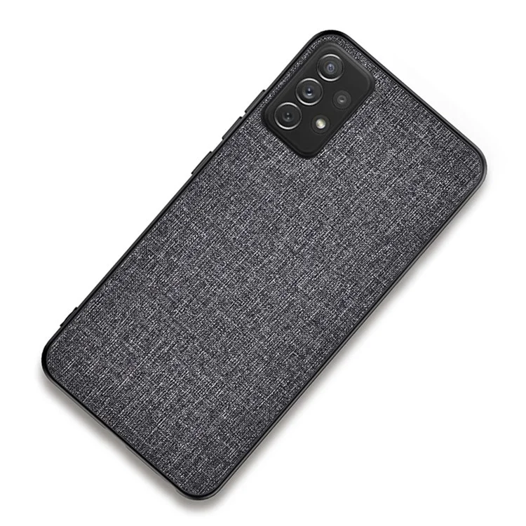 For Samsung Galaxy A53 5G Light Slim Splicing Cloth Texture PU Leather Coating Hybrid TPU + PC Mobile Phone Case - Grey