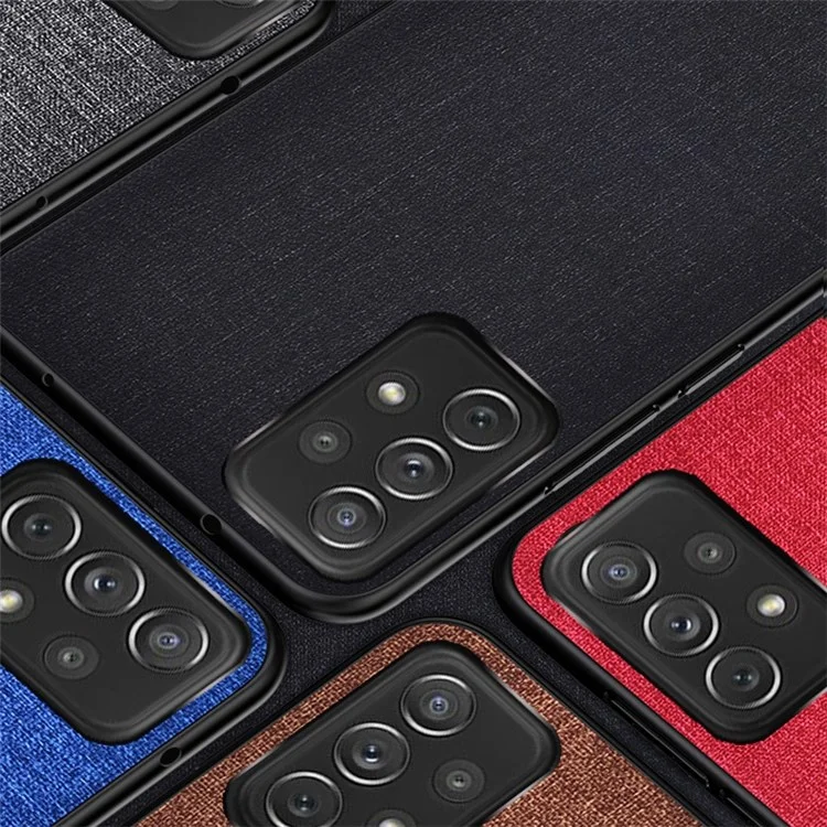 For Samsung Galaxy A53 5G Light Slim Splicing Cloth Texture PU Leather Coating Hybrid TPU + PC Mobile Phone Case - Grey