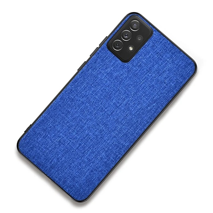 For Samsung Galaxy A23 4G / 5G (Global Version) Splicing Cloth Texture Precise Cutout PU Leather Coating Hybrid TPU + PC Protective Phone Case - Blue