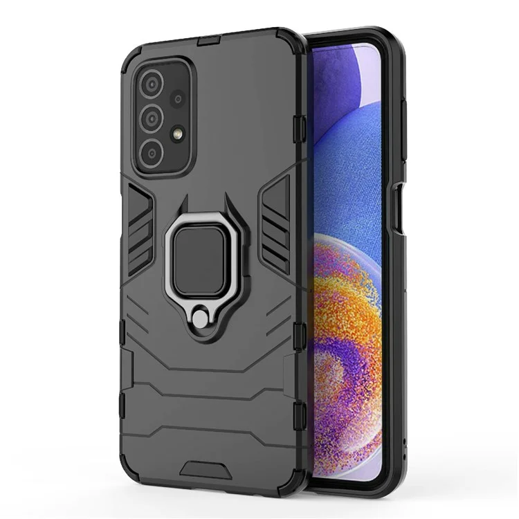 Anel de suporte para smartphone para Samsung Galaxy A23 4G / 5G (versão global), capa protetora de TPU macio + PC rígido anti-queda - preto