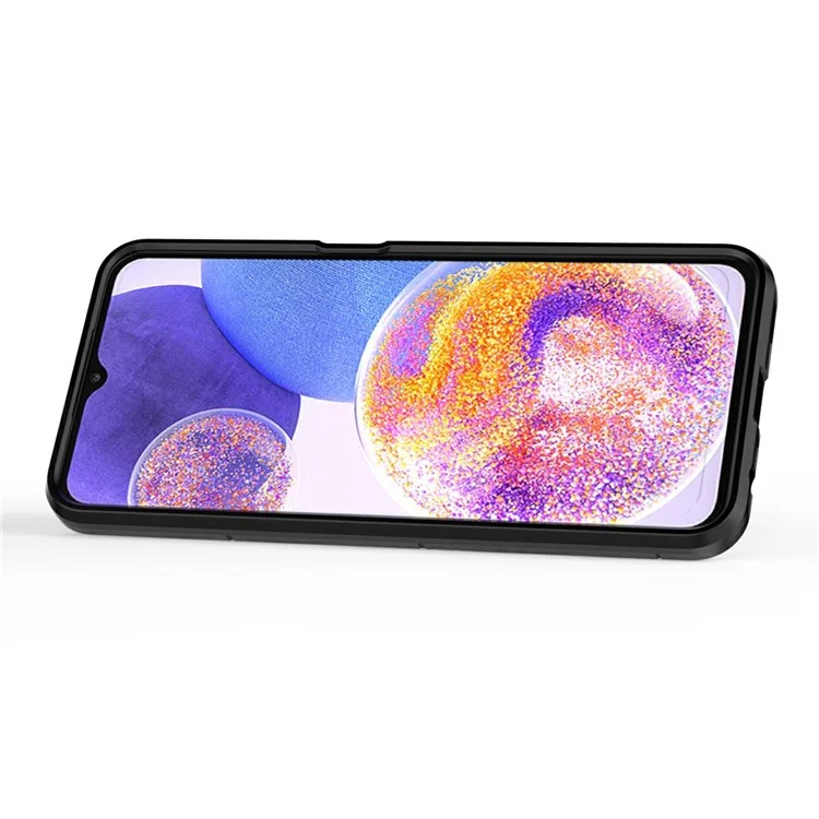 Anel de suporte para smartphone para Samsung Galaxy A23 4G / 5G (versão global), capa protetora de TPU macio + PC rígido anti-queda - preto