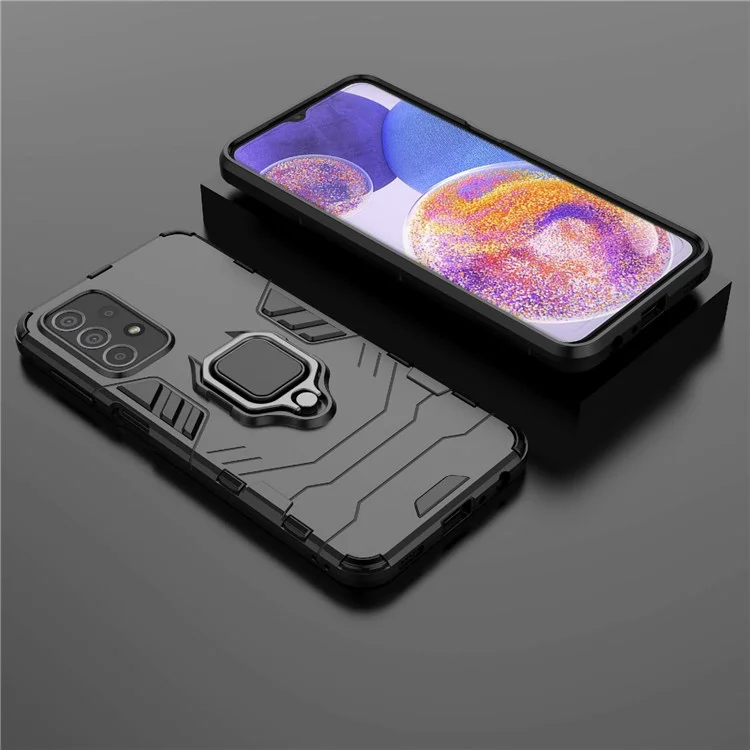 Anel de suporte para smartphone para Samsung Galaxy A23 4G / 5G (versão global), capa protetora de TPU macio + PC rígido anti-queda - preto