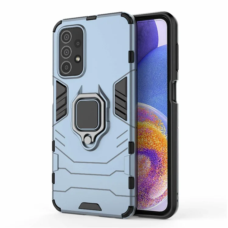 Funda de teléfono con soporte de anillo para Samsung Galaxy A23 4G / 5G (Versión Global), funda protectora antiimpacto de TPU suave + PC duro - Azul