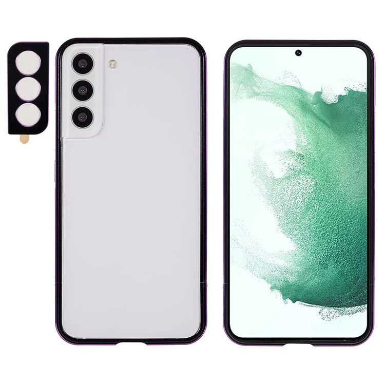 Per Samsung Galaxy S22+ 5G Precise Cutout Contrast Color Metal Bumper Cover Mobile Phone Case con copertura dell'obiettivo della fotocamera - Viola