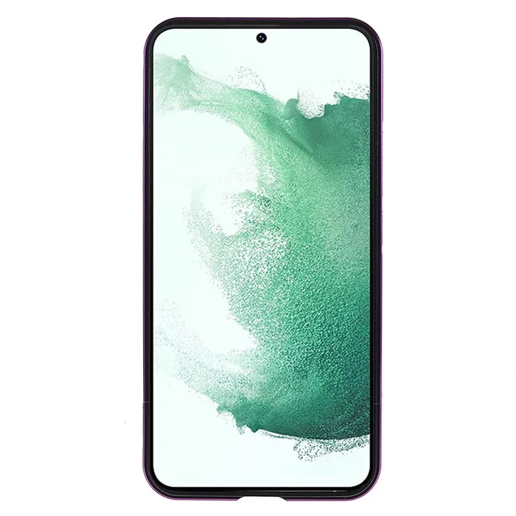 Per Samsung Galaxy S22+ 5G Precise Cutout Contrast Color Metal Bumper Cover Mobile Phone Case con copertura dell'obiettivo della fotocamera - Viola