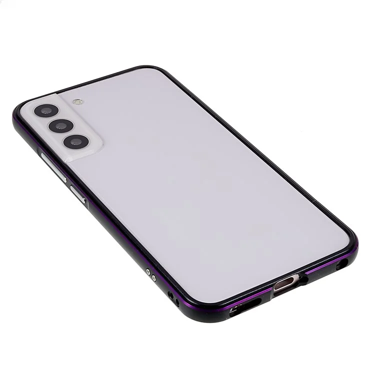 Per Samsung Galaxy S22+ 5G Precise Cutout Contrast Color Metal Bumper Cover Mobile Phone Case con copertura dell'obiettivo della fotocamera - Viola