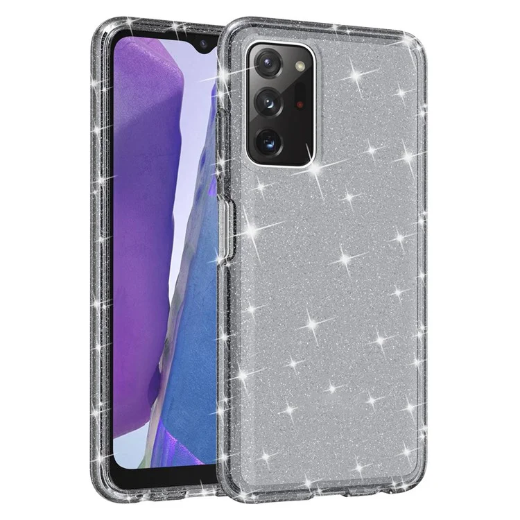 Für Samsung Galaxy A03s (165.8 X 75.9 X 9,1 Mm) (US-Version) Drop-Proof-funklig Klare Glitzer-Tasche Hard-PC Weiche TPU-Verdickung Design Mobiltelefonschale - Schwarz