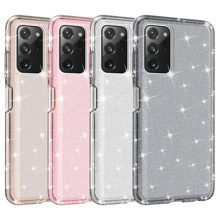 Für Samsung Galaxy A03s (165.8 X 75.9 X 9,1 Mm) (US-Version) Drop-Proof-funklig Klare Glitzer-Tasche Hard-PC Weiche TPU-Verdickung Design Mobiltelefonschale - Schwarz