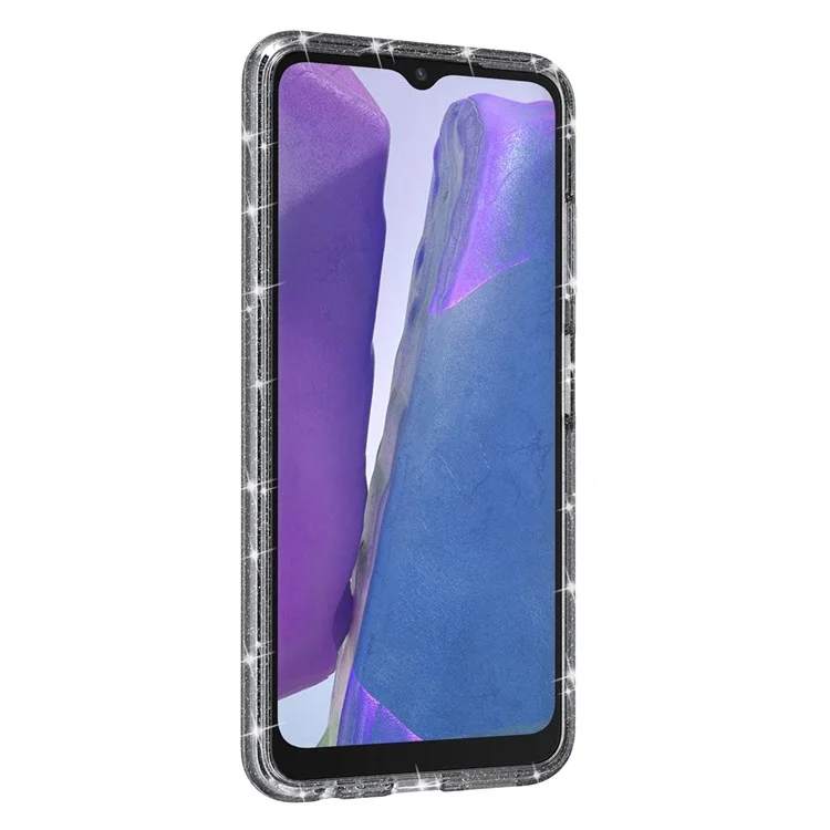 Für Samsung Galaxy A03s (165.8 X 75.9 X 9,1 Mm) (US-Version) Drop-Proof-funklig Klare Glitzer-Tasche Hard-PC Weiche TPU-Verdickung Design Mobiltelefonschale - Schwarz
