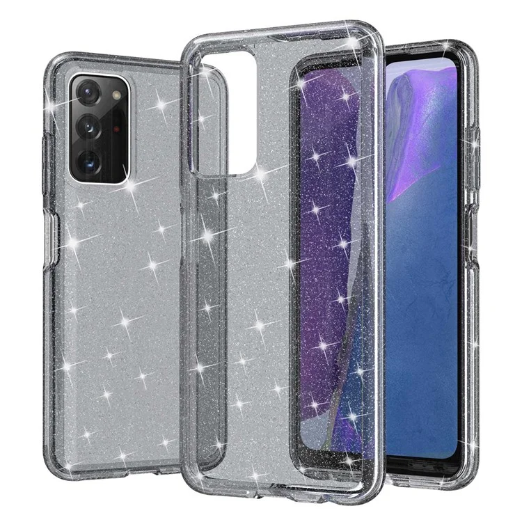 Für Samsung Galaxy A03s (165.8 X 75.9 X 9,1 Mm) (US-Version) Drop-Proof-funklig Klare Glitzer-Tasche Hard-PC Weiche TPU-Verdickung Design Mobiltelefonschale - Schwarz