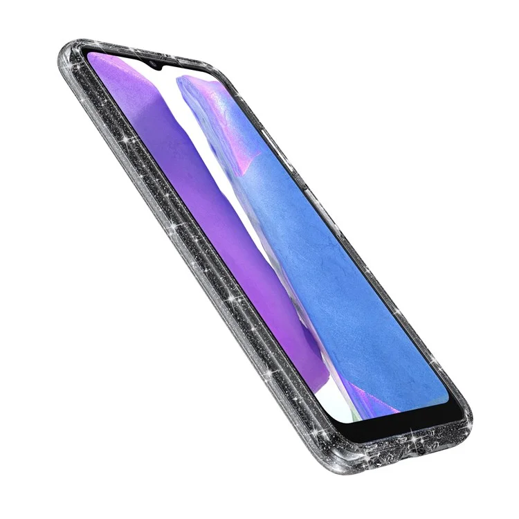 Für Samsung Galaxy A03s (165.8 X 75.9 X 9,1 Mm) (US-Version) Drop-Proof-funklig Klare Glitzer-Tasche Hard-PC Weiche TPU-Verdickung Design Mobiltelefonschale - Schwarz
