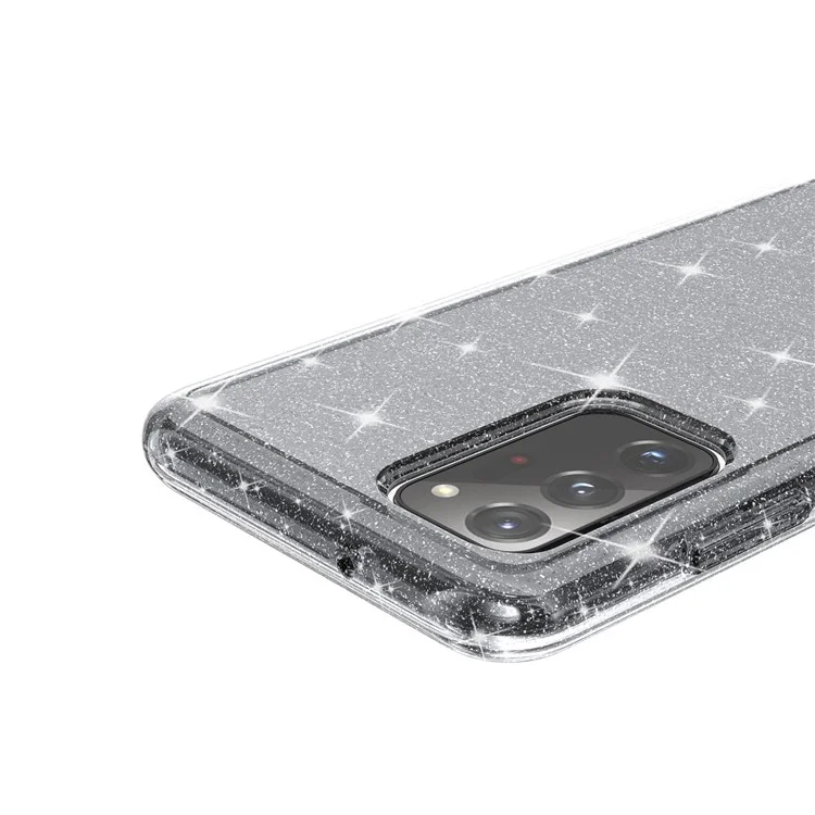 Für Samsung Galaxy A03s (165.8 X 75.9 X 9,1 Mm) (US-Version) Drop-Proof-funklig Klare Glitzer-Tasche Hard-PC Weiche TPU-Verdickung Design Mobiltelefonschale - Schwarz