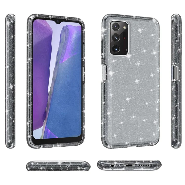 Für Samsung Galaxy A03s (165.8 X 75.9 X 9,1 Mm) (US-Version) Drop-Proof-funklig Klare Glitzer-Tasche Hard-PC Weiche TPU-Verdickung Design Mobiltelefonschale - Schwarz