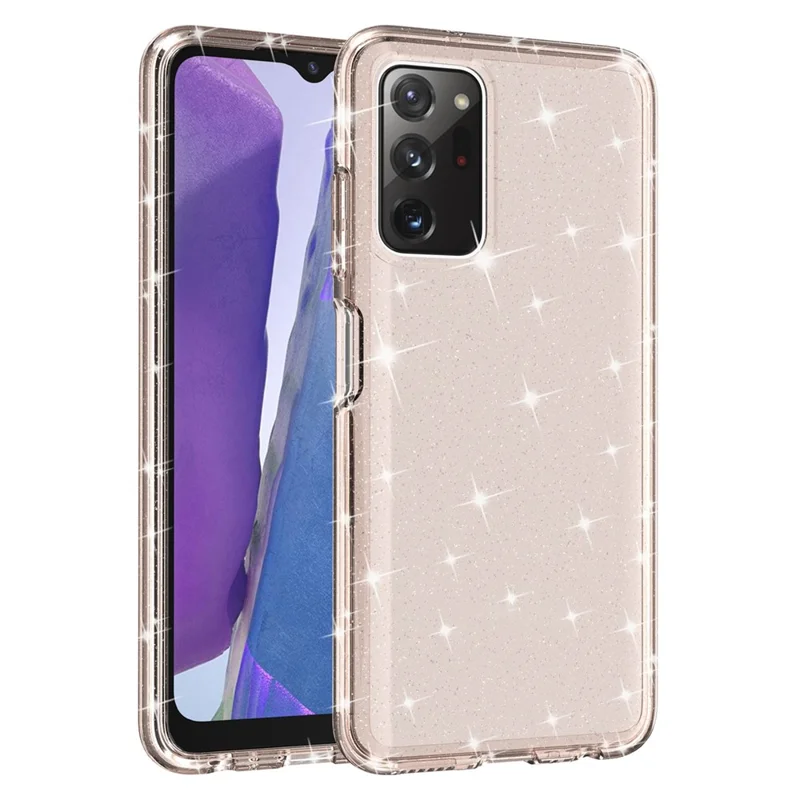 For Samsung Galaxy A03s (165.8mm) (US) Drop-proof Sparkly Clear Glitter Case Hard PC Soft TPU Thickening Design Mobile Phone Shell - Gold