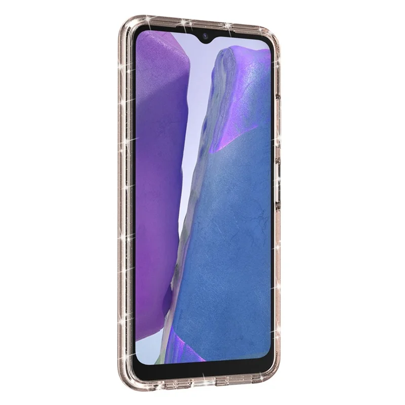 For Samsung Galaxy A03s (165.8mm) (US) Drop-proof Sparkly Clear Glitter Case Hard PC Soft TPU Thickening Design Mobile Phone Shell - Gold