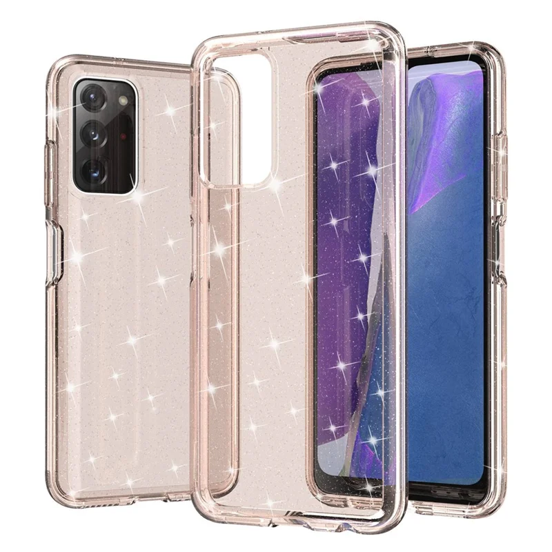 For Samsung Galaxy A03s (165.8mm) (US) Drop-proof Sparkly Clear Glitter Case Hard PC Soft TPU Thickening Design Mobile Phone Shell - Gold
