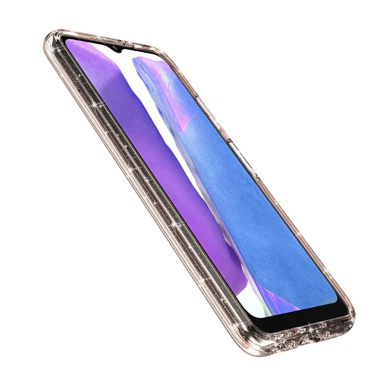 For Samsung Galaxy A03s (165.8mm) (US) Drop-proof Sparkly Clear Glitter Case Hard PC Soft TPU Thickening Design Mobile Phone Shell - Gold