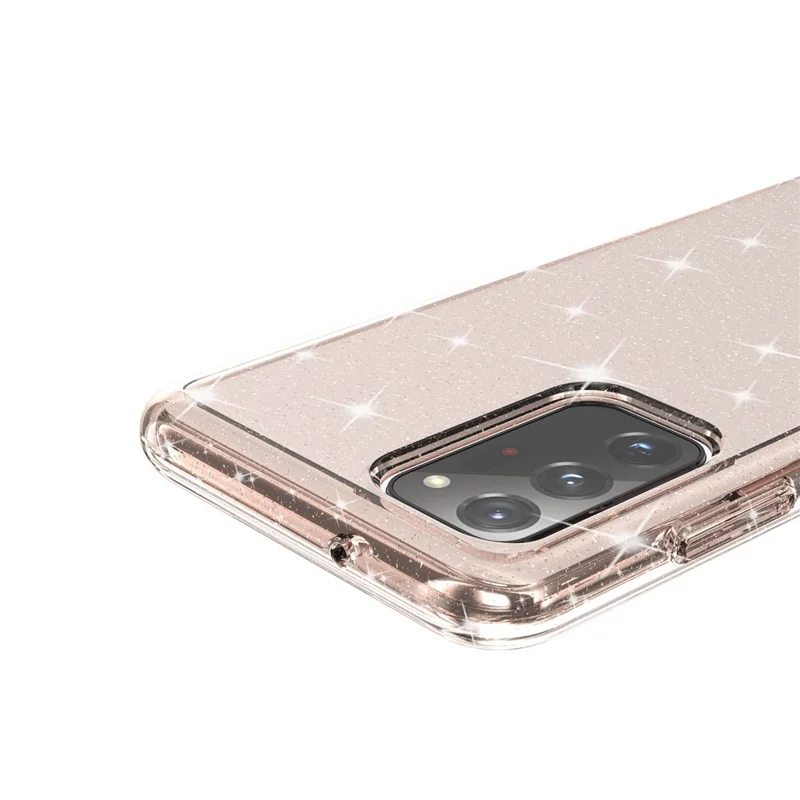 For Samsung Galaxy A03s (165.8mm) (US) Drop-proof Sparkly Clear Glitter Case Hard PC Soft TPU Thickening Design Mobile Phone Shell - Gold