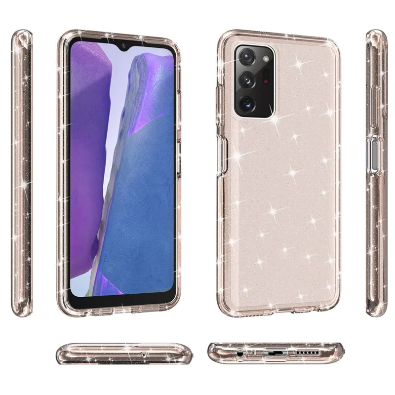 For Samsung Galaxy A03s (165.8mm) (US) Drop-proof Sparkly Clear Glitter Case Hard PC Soft TPU Thickening Design Mobile Phone Shell - Gold