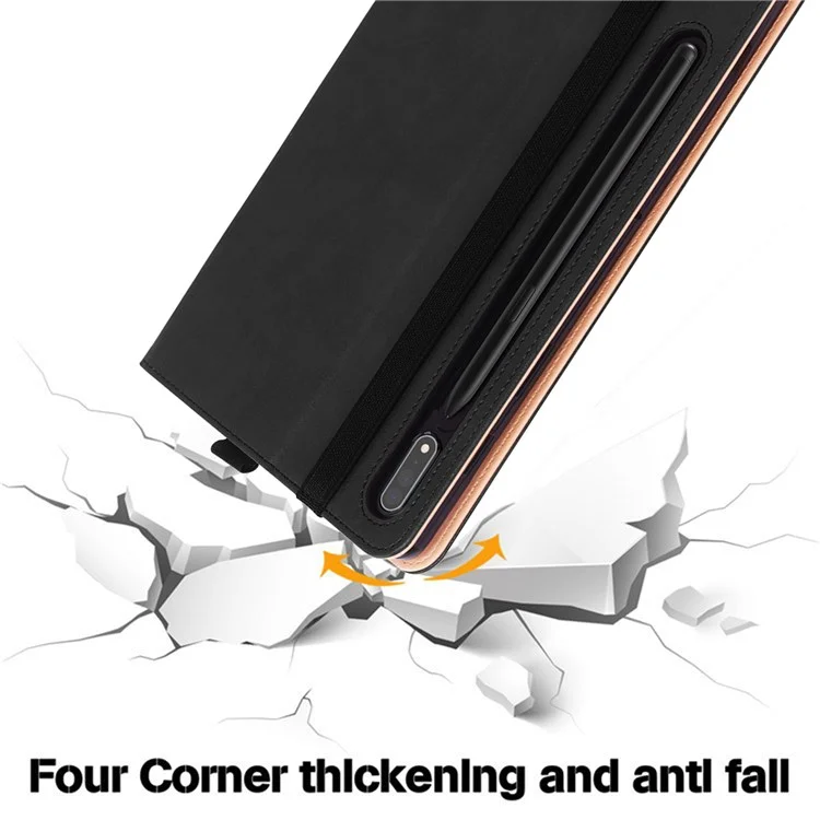 Pour Samsung Galaxy Tab S8 Ultra Business Style PU Leather Tablet Case Stand Card Holder Protective Cover with Auto Wake/Sleep - Noir