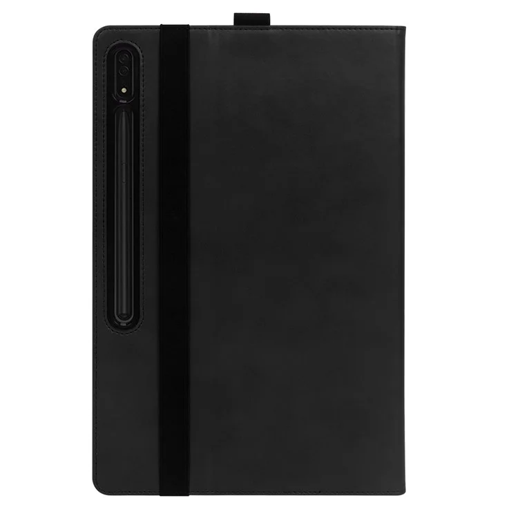 Pour Samsung Galaxy Tab S8 Ultra Business Style PU Leather Tablet Case Stand Card Holder Protective Cover with Auto Wake/Sleep - Noir