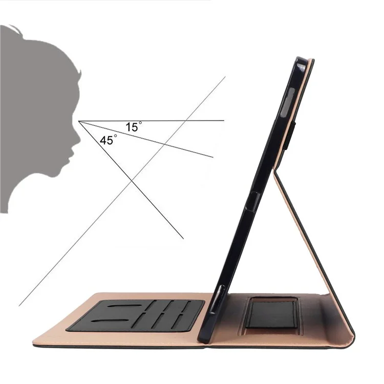 Pour Samsung Galaxy Tab S8 Ultra Business Style PU Leather Tablet Case Stand Card Holder Protective Cover with Auto Wake/Sleep - Noir