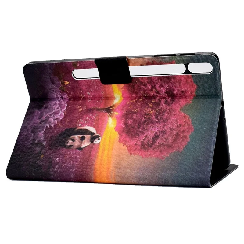 For Samsung Galaxy Tab S7 T870/Galaxy Tab S8 X700 X706 Anti-drop Pattern Printing Leather Tablet Case Protective Cover - Tree and Panda