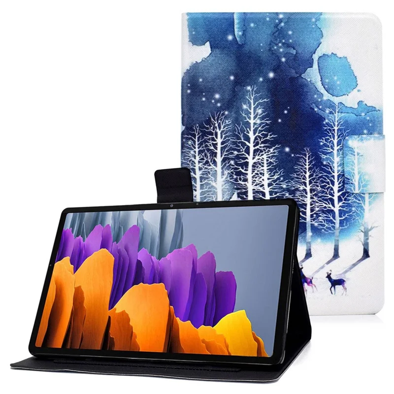 For Samsung Galaxy Tab S7 T870/Galaxy Tab S8 X700 X706 Anti-drop Pattern Printing Leather Tablet Case Protective Cover - Forest