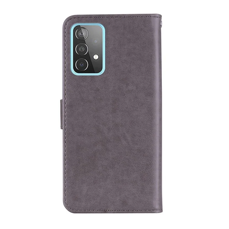 Rhinestone Decor Glitter Case for Samsung Galaxy A23 4G / 5G (Global Version), Owl Flower Pattern Imprinted PU Leather Wallet Folio Phone Cover with Stand Function - Grey