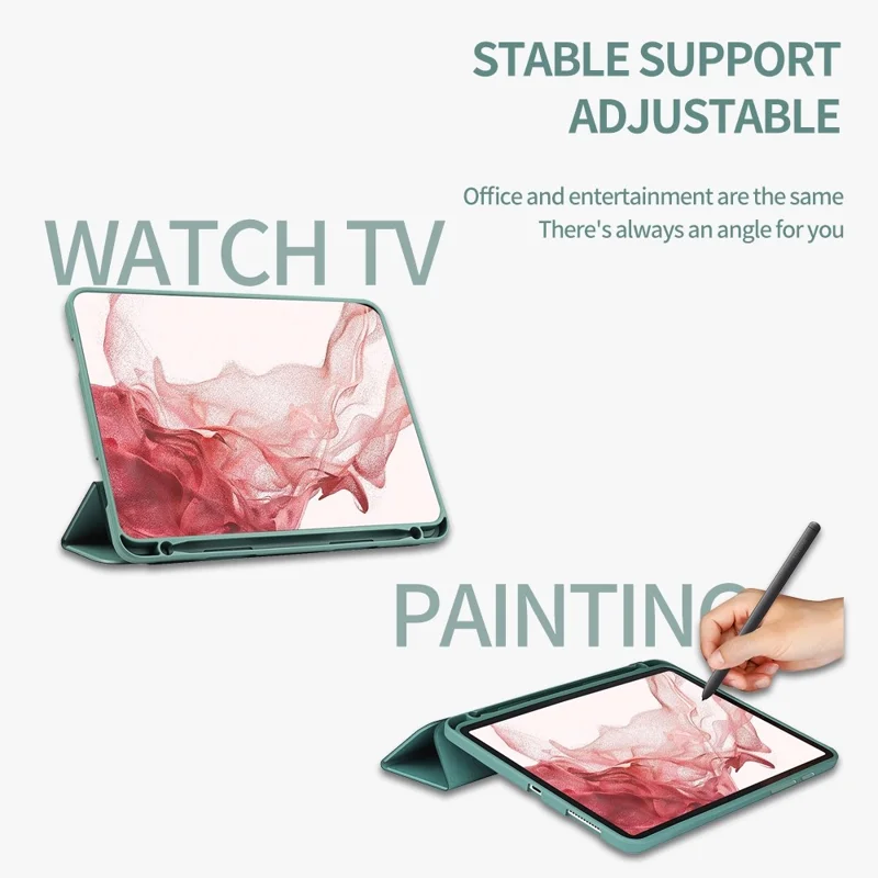 For Samsung Galaxy Tab S8 Shockproof Case Cover 360-degree Protection Tablet Case with Stand/Pencil Slot Support Auto Wake/Sleep - Rose