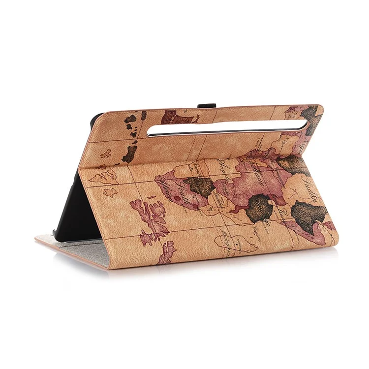 For Samsung Galaxy Tab S7+ / S8+ / S7 FE 12.4 inch Pattern Printed Protective Case Folio Flip Cover Scratch Resistant Shockproof Tablet Case with Stand / Wallet Support Auto Wake / Sleep - Light Brown