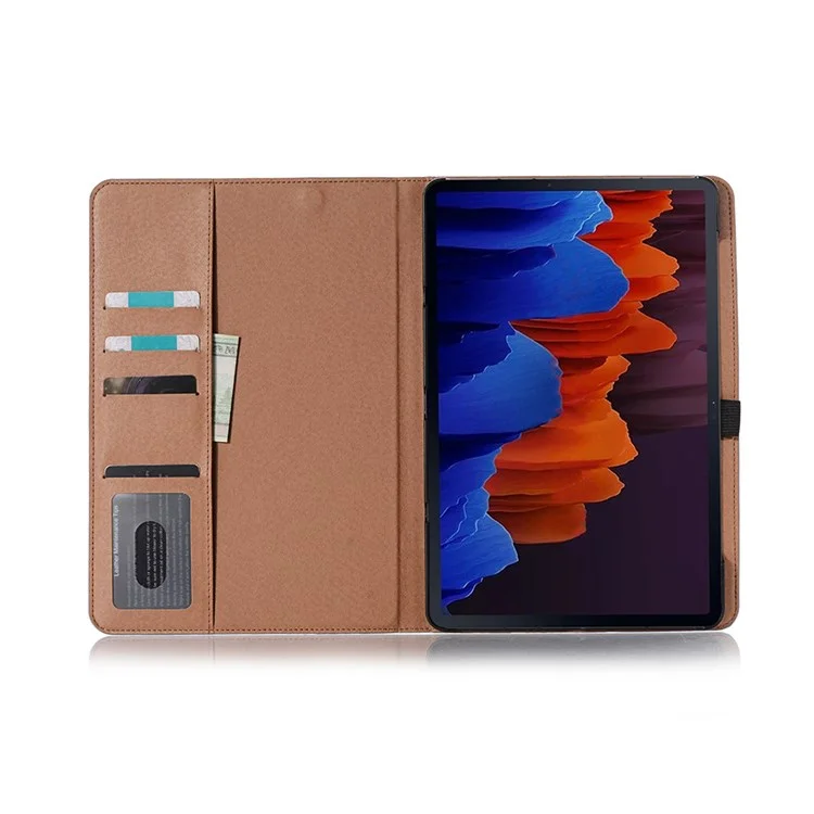 For Samsung Galaxy Tab S7+ / S8+ / S7 FE 12.4 inch Protective Retro Folio Flip Cover Scratch Resistant Shockproof Tablet Case with Stand / Card Slots Support Auto Wake / Sleep - Dark Brown