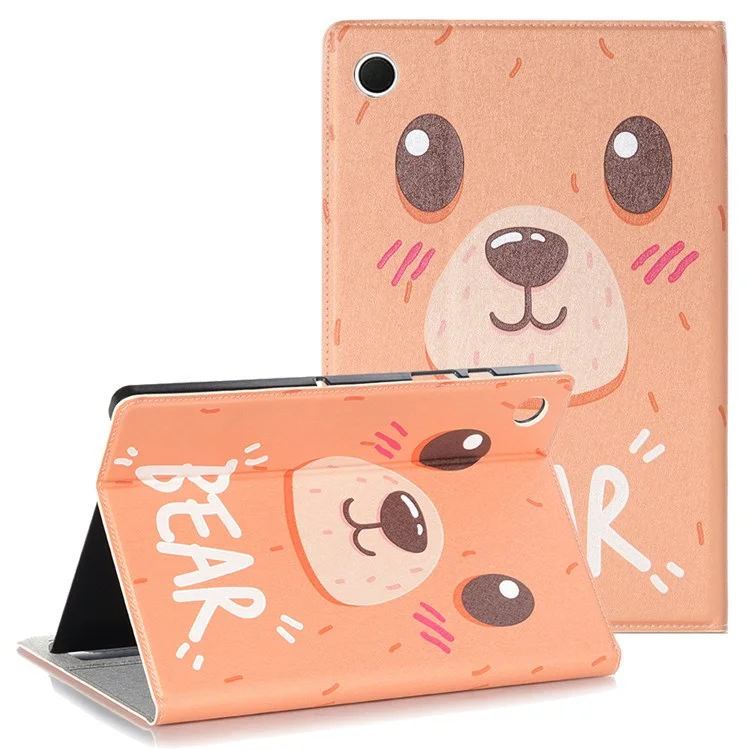 For Samsung Galaxy Tab A8 10.5 (2021) / (2022) Anti-drop Cartoon Pattern Embossment Wallet Stand Design Auto Wake / Sleep Leather Tablet Cover Case - Bear