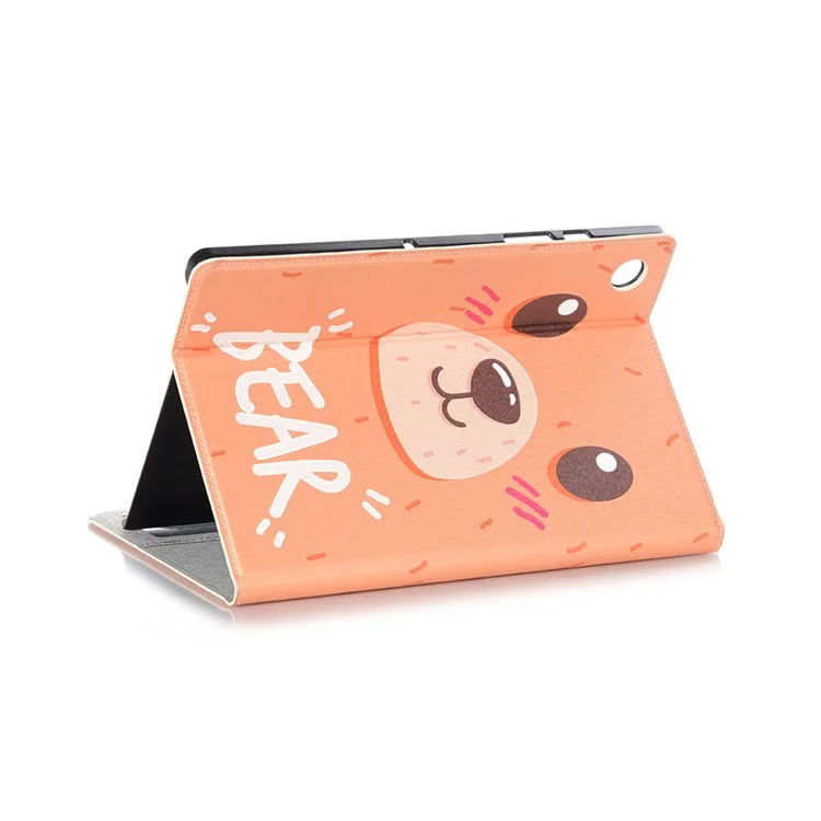 For Samsung Galaxy Tab A8 10.5 (2021) / (2022) Anti-drop Cartoon Pattern Embossment Wallet Stand Design Auto Wake / Sleep Leather Tablet Cover Case - Bear