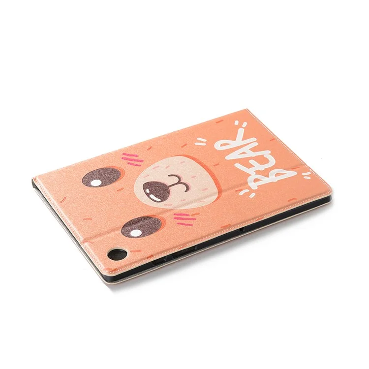 For Samsung Galaxy Tab A8 10.5 (2021) / (2022) Anti-drop Cartoon Pattern Embossment Wallet Stand Design Auto Wake / Sleep Leather Tablet Cover Case - Bear