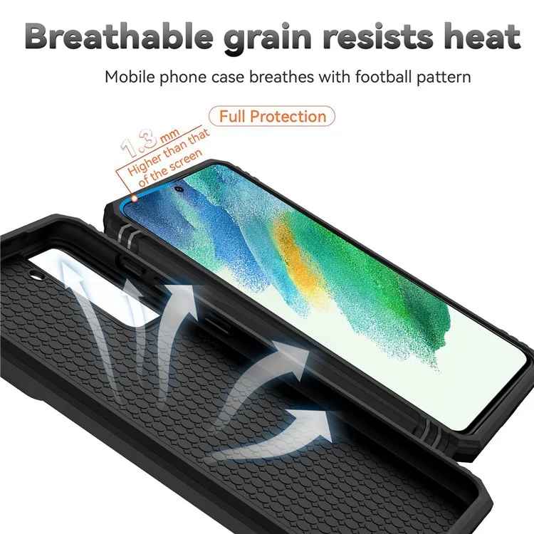 Für Samsung Galaxy S21 fe 5G Ring Kickstand PC + TPU Hybridabdeckung Folie Kameraschutz Telefonhülle - Schwarz