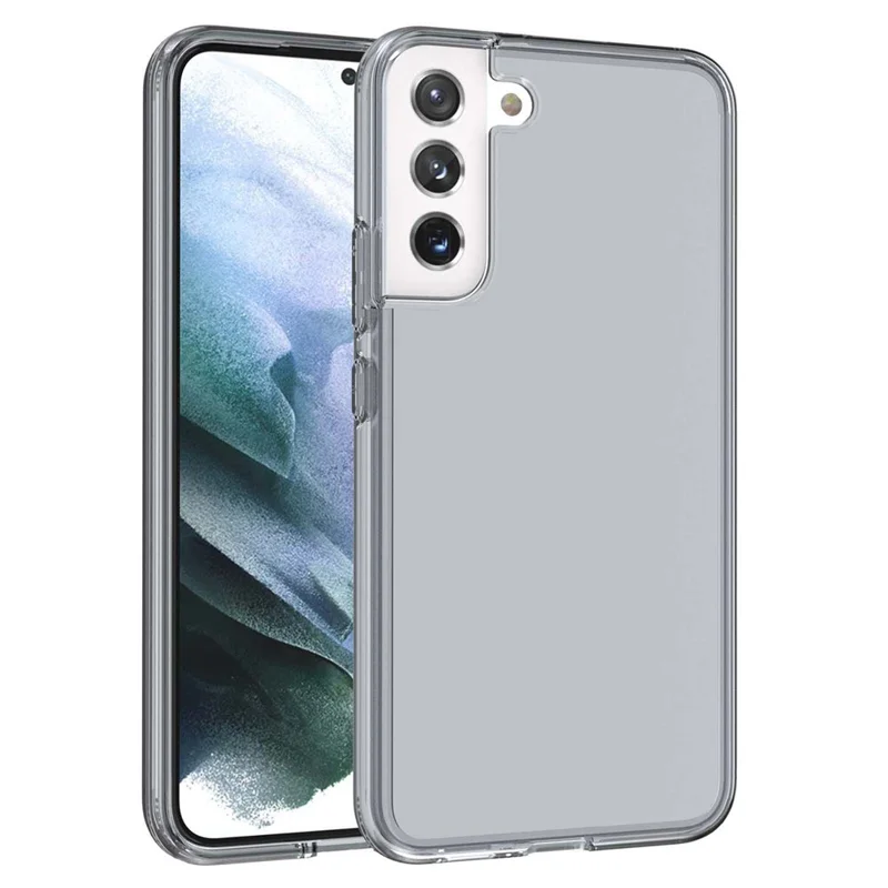 For Samsung Galaxy S21 FE 5G / S21 Fan Edition Clear Crystal Phone Case Shock Absorption Hard PC Soft TPU Protective Cover - Grey