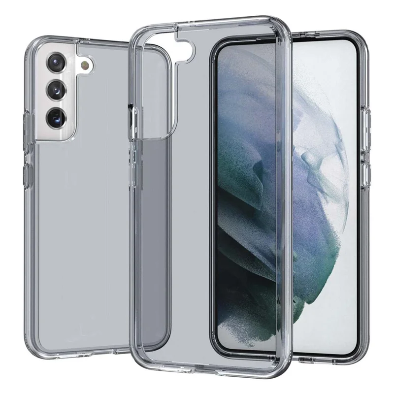 For Samsung Galaxy S21 FE 5G / S21 Fan Edition Clear Crystal Phone Case Shock Absorption Hard PC Soft TPU Protective Cover - Grey