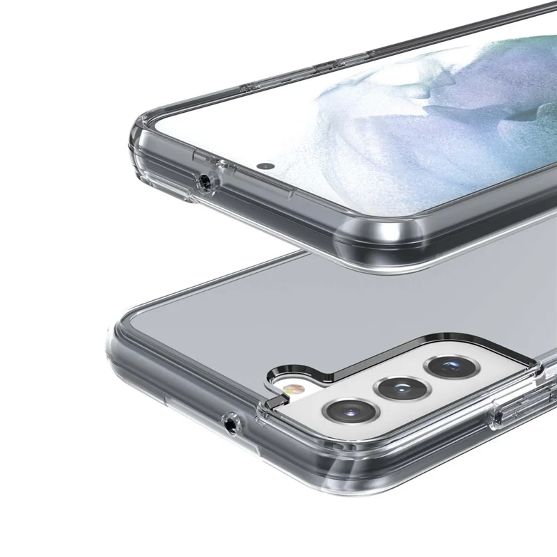 For Samsung Galaxy S21 FE 5G / S21 Fan Edition Clear Crystal Phone Case Shock Absorption Hard PC Soft TPU Protective Cover - Grey