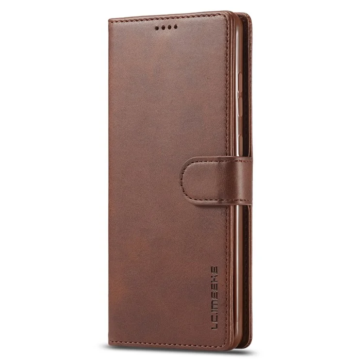 LC.IMEEKE Carteira de Couro Texturizado Caso para Samsung Galaxy A33 5G, Função de Suporte Fechamento Magnético Resistente a Choques Capa Folio - Café