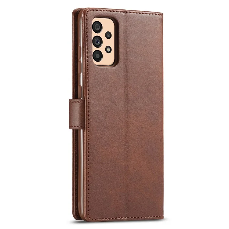 LC.IMEEKE Textured Leather Wallet Case for Samsung Galaxy A33 5G, Stand Function Magnetic Closure Shockproof Flip Folio Cover - Coffee