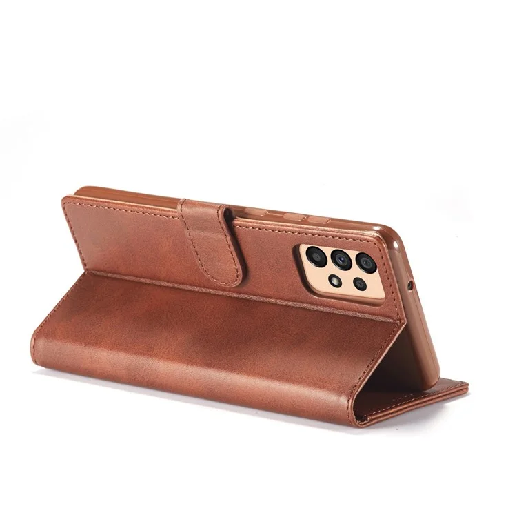 LC.IMEEKE Carteira de Couro Texturizado Caso para Samsung Galaxy A33 5G, Função de Suporte Fechamento Magnético Resistente a Choques Capa Folio - Café