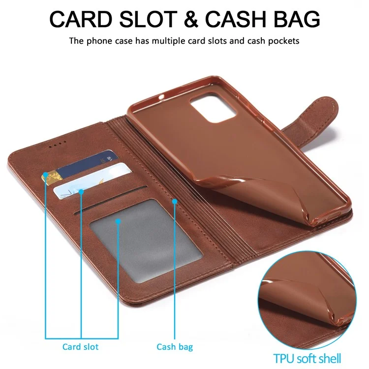 LC.IMEEKE Carteira de Couro Texturizado Caso para Samsung Galaxy A33 5G, Função de Suporte Fechamento Magnético Resistente a Choques Capa Folio - Café