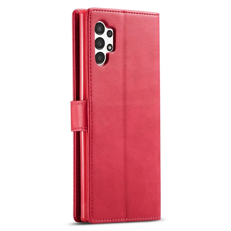 LC.IMEEKE Étui Rabattable pour Samsung Galaxy A13 4G / A04 4G (164,4 x 76,3 x 9,1 mm), Coque Intérieure en TPU avec Texture en Cuir PU - Rouge